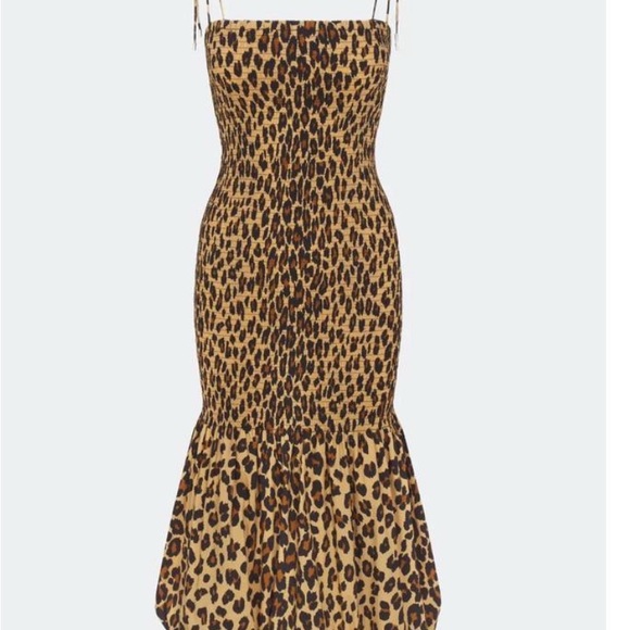 Simon Miller smocked poplin Leopard Print Midi Dress nwt - Picture 3 of 3